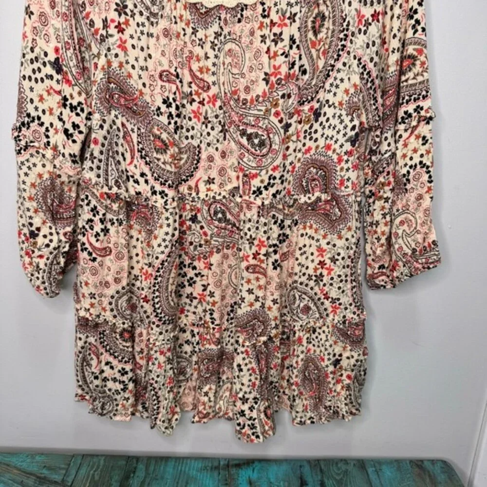 Torrid Babydoll Clip Dot Crinkle Gauze Crochet Neck Top Size 2x - Picture 7 of 16